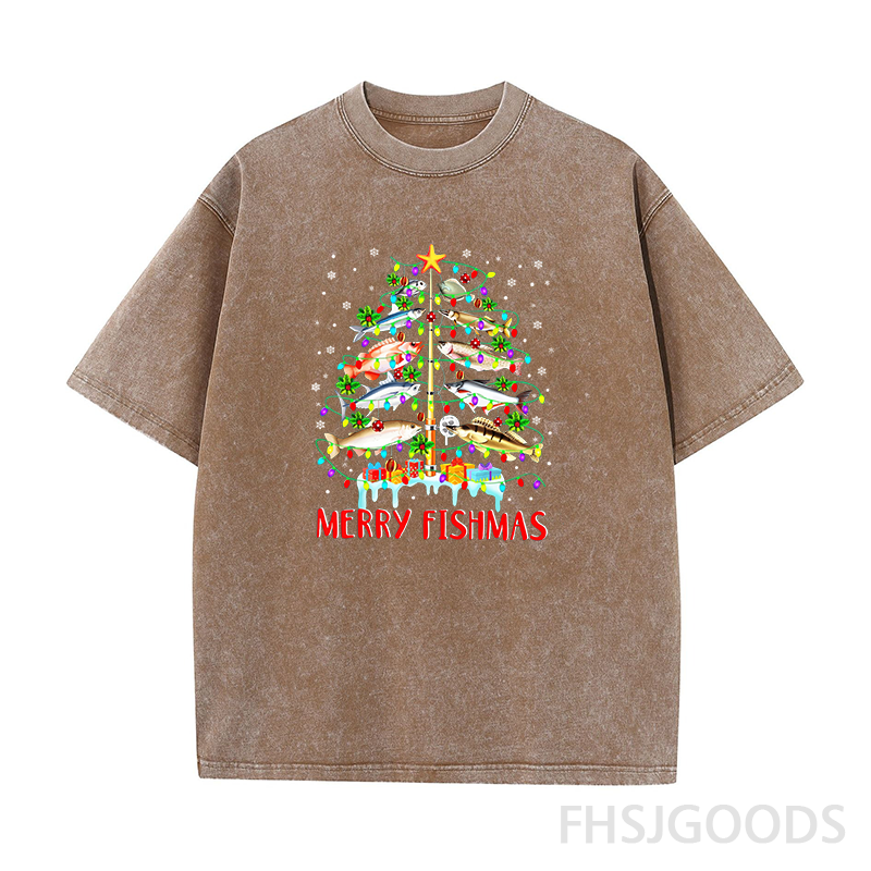 Merry Fishmas Unisex Distressed T-Shirt