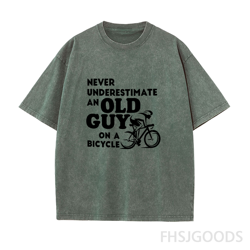 Never Underestimate An Old Guy on A Bicycle Unisex Distressed T-Shirt