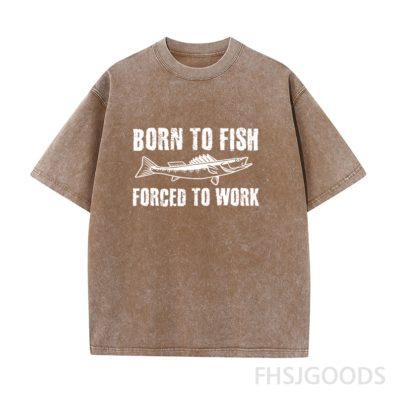 Born To Fish Forced To Work Unisex Distressed T-Shirt