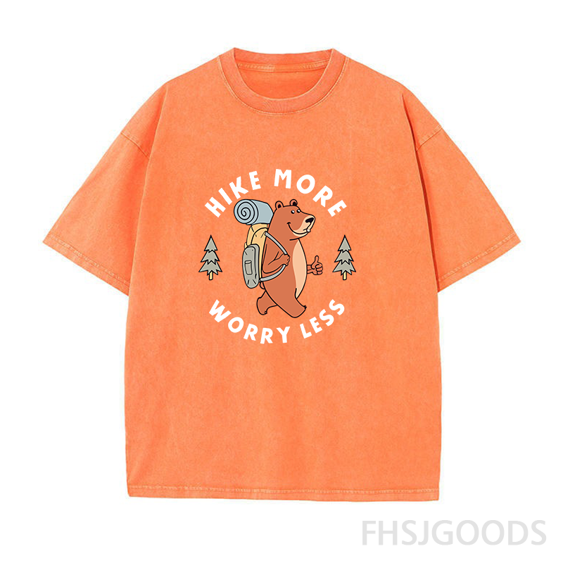 Bear Pine Tree Hiking Unisex Distressed T-Shirt