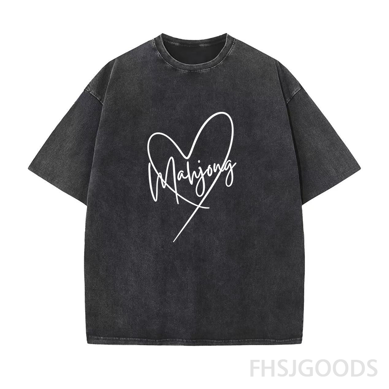 Mahjong Heart Unisex Distressed T-Shirt