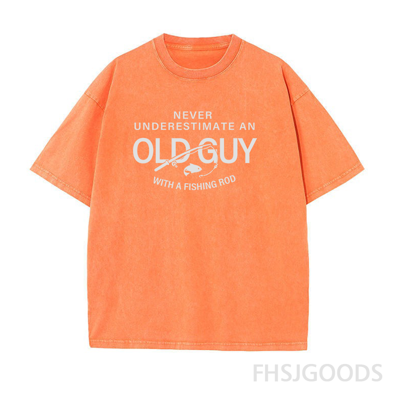 Never Underestimate An Old Guy with A Fishing Rod Unisex Distressed T-Shirt