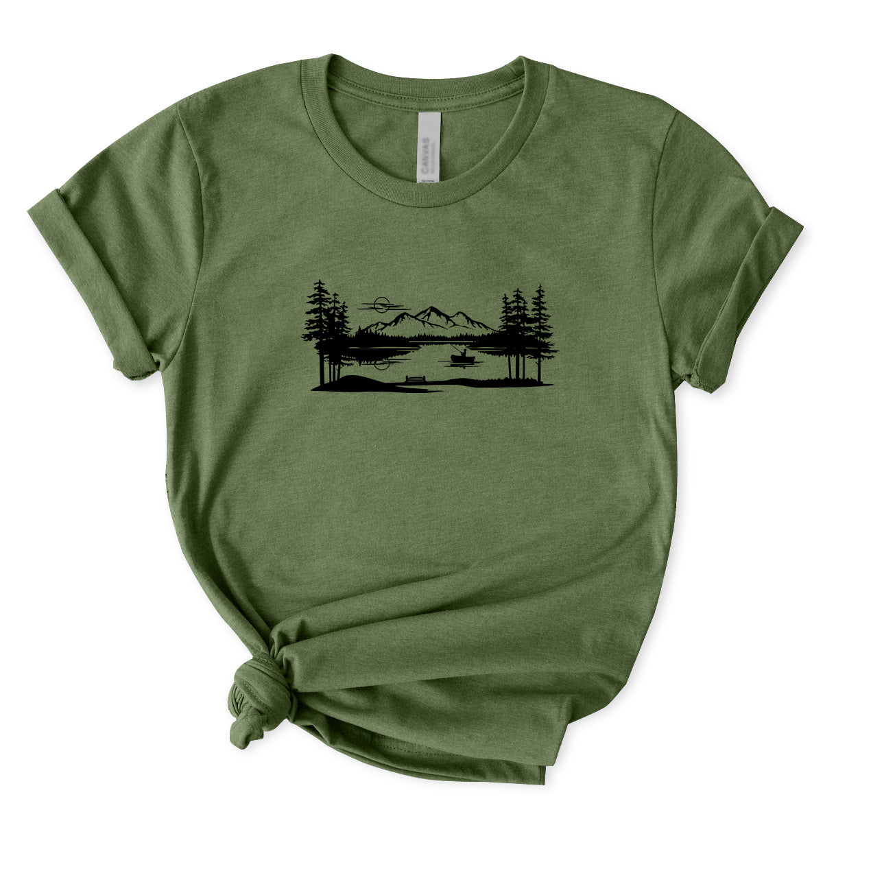 Fishing Lake Scene T-Shirt for women