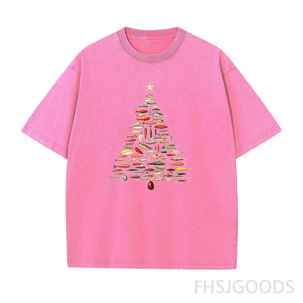 Fishing Lure Christmas Tree Unisex Distressed T-Shirt