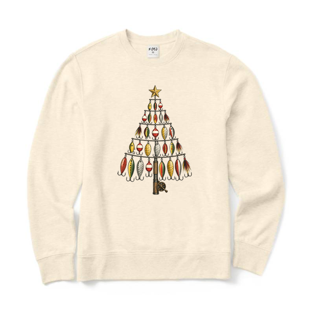 Fishing Lure Christmas Tree Fisherman Crewneck Sweatshirt