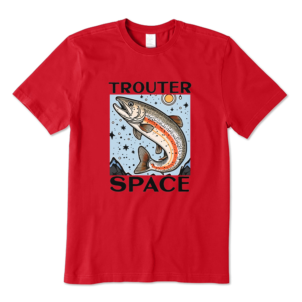 Trouter Space Funny Fishing Graphic T-Shirt