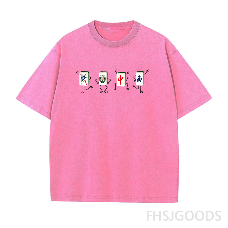 Funny Dancing Mahjong Unisex Distressed T-Shirt