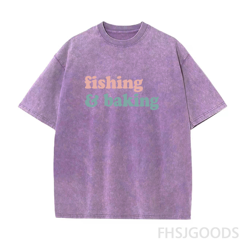 Fishing and Baking Unisex Distressed T-Shirt