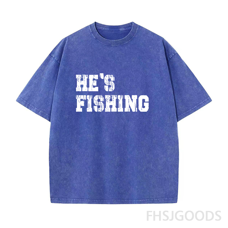 He's Fishing Unisex Distressed T-Shirt