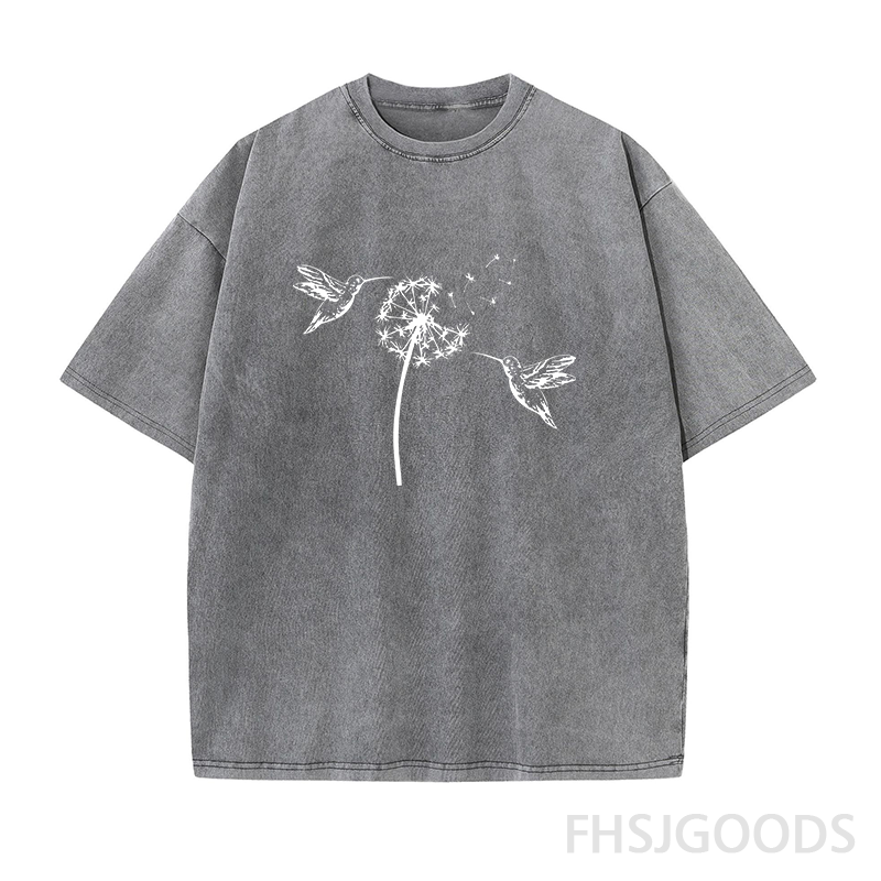 Dandelion & Hummingbirds Unisex Distressed T-Shirt