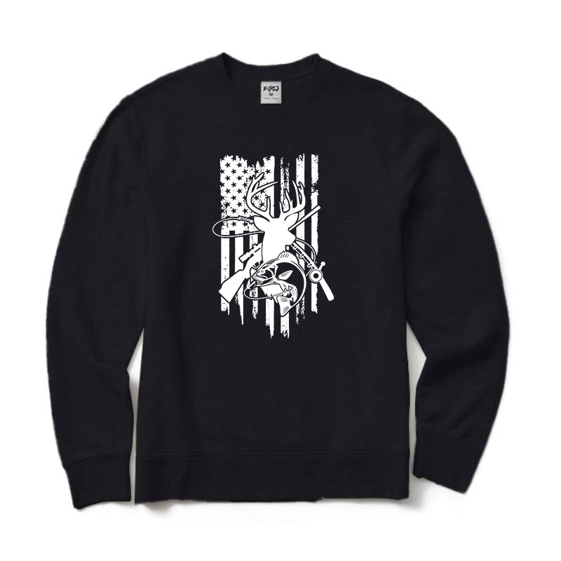 Hunting and American Flag Crewneck Sweatshirt