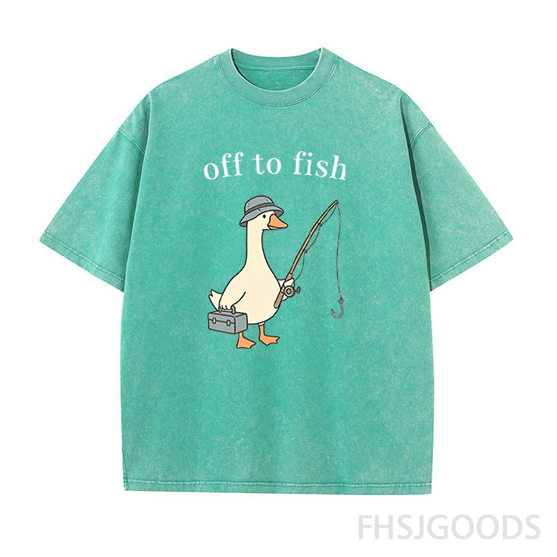 Off To Fish Goose Unisex Distressed T-Shirt