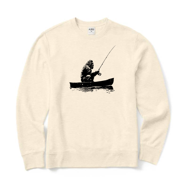 Bigfoot Fishing on Boat Crewneck Sweatshirt