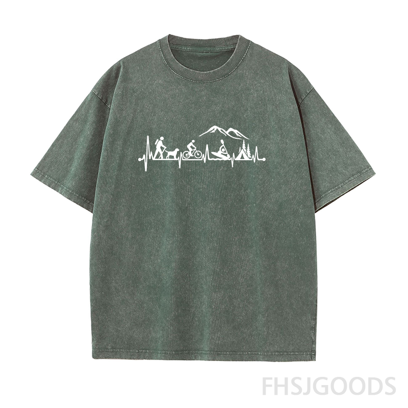 Hiker Bicycle Cycling Kayak Camping Unisex Distressed T-Shirt