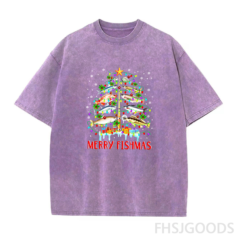 Merry Fishmas Unisex Distressed T-Shirt