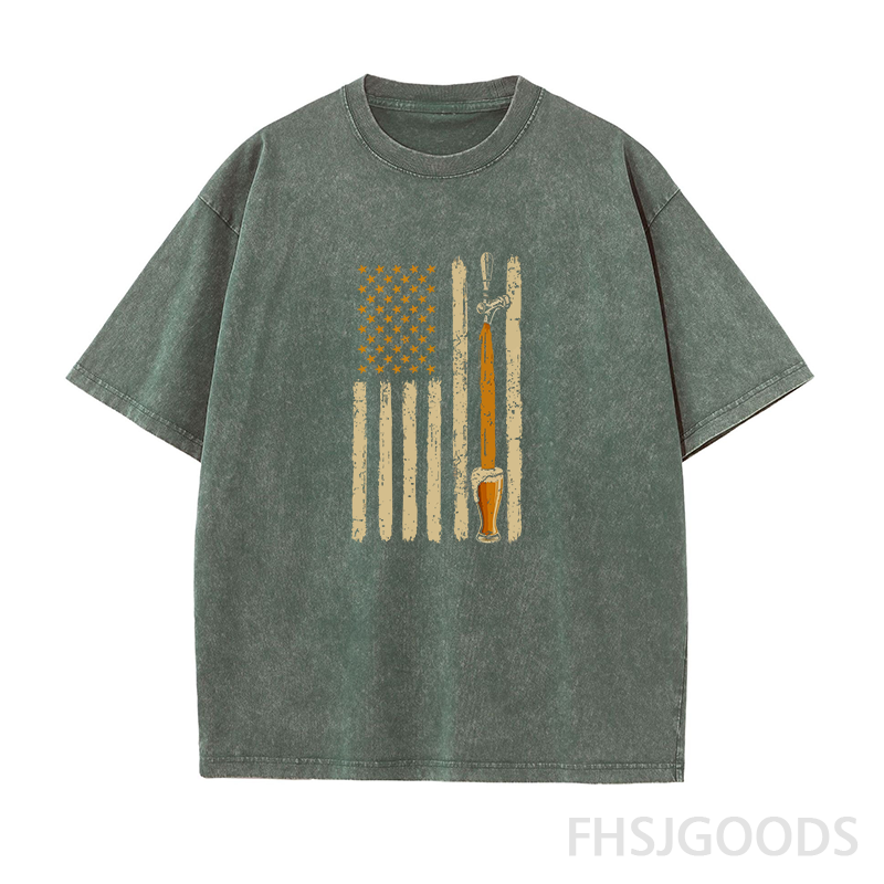 American Flag Craft Beer Unisex Distressed T-Shirt