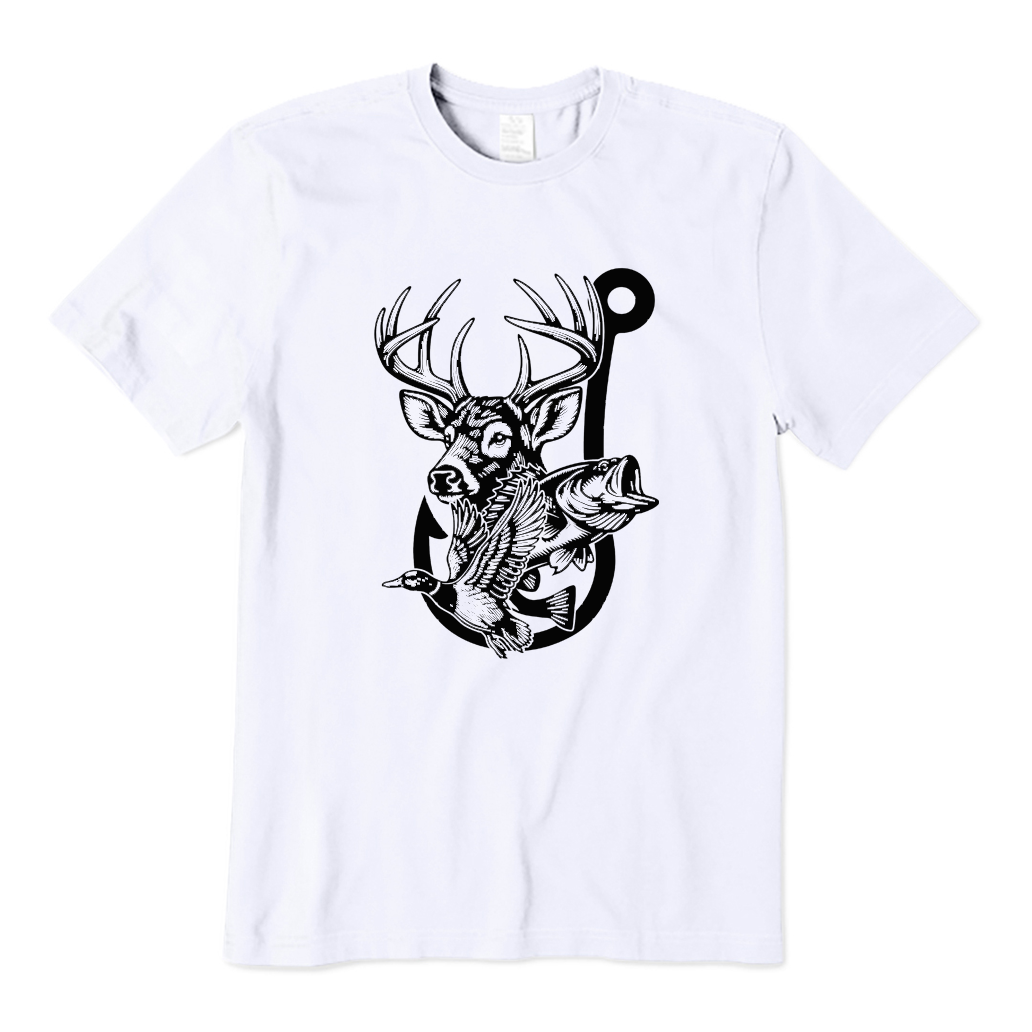 Deer Duck Fish Hook T-shirt
