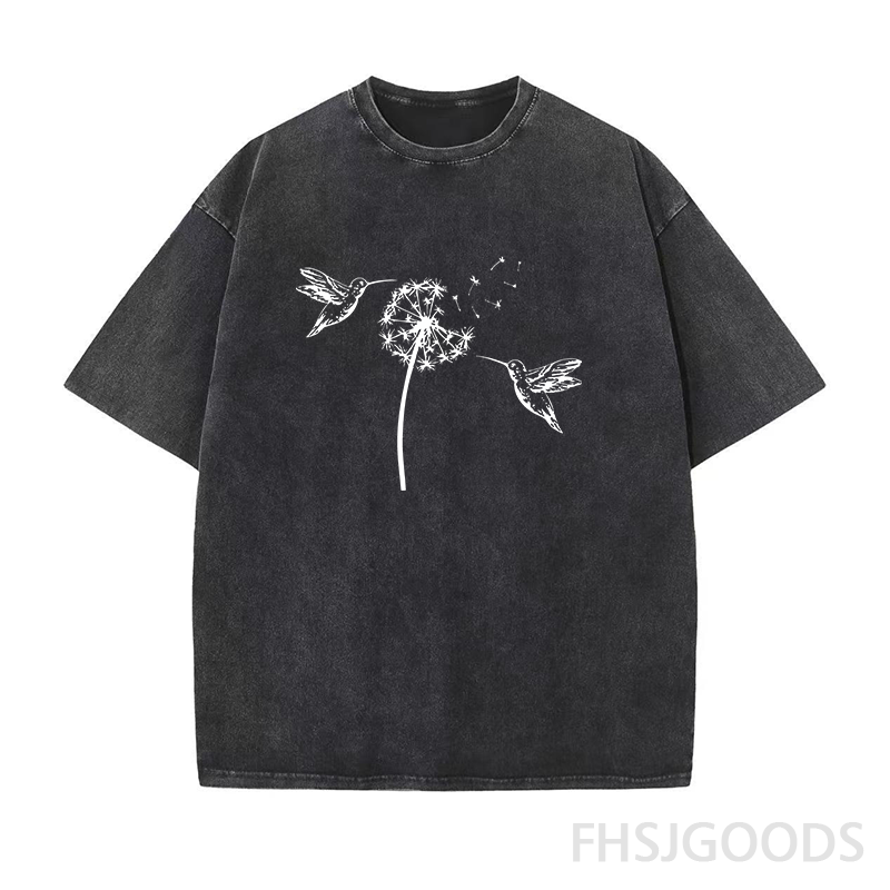 Dandelion & Hummingbirds Unisex Distressed T-Shirt