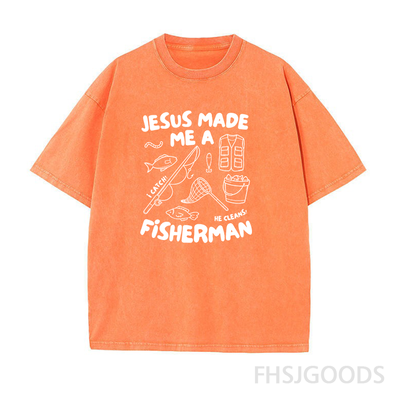 Jesus Made Me A Fisherman Unisex Distressed T-Shirt