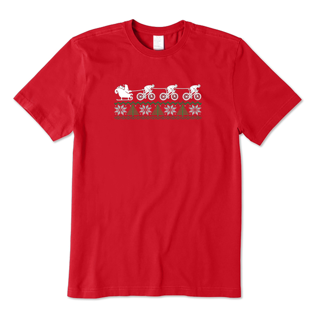 Cyclists Pulling Santa Christmas T-Shirt
