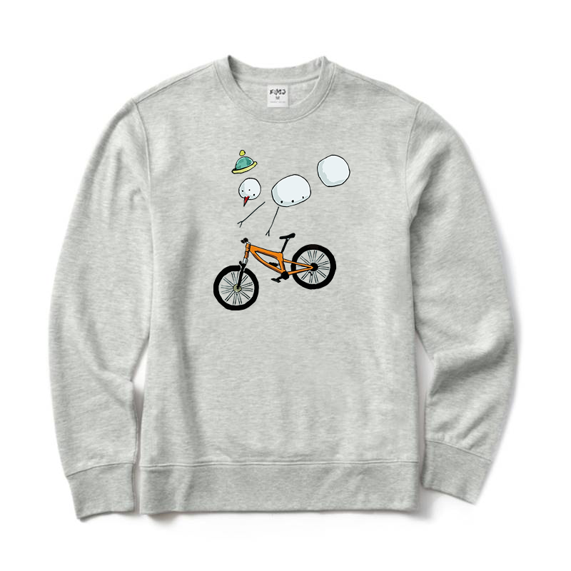 Snowman Mountain Bike Christmas Crewneck Sweatshirt