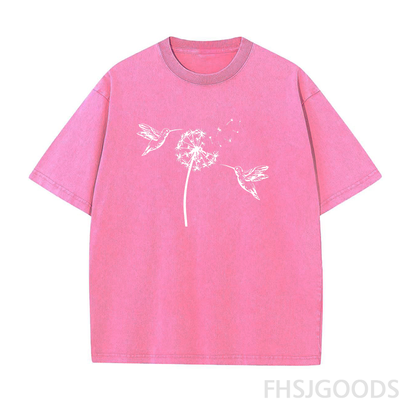 Dandelion & Hummingbirds Unisex Distressed T-Shirt