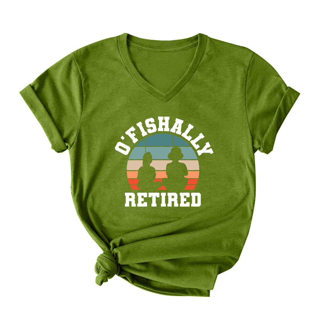 O'Fishally Retired V Neck T-Shirt for Women