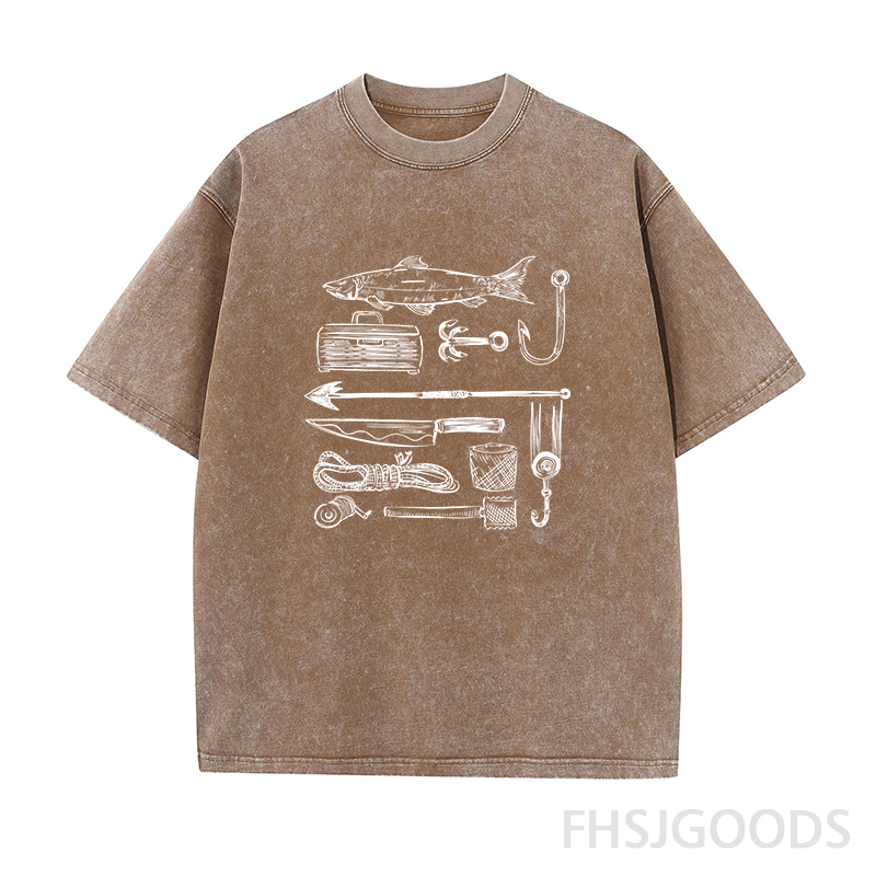 Vintage Style Fishing Unisex Distressed T-Shirt
