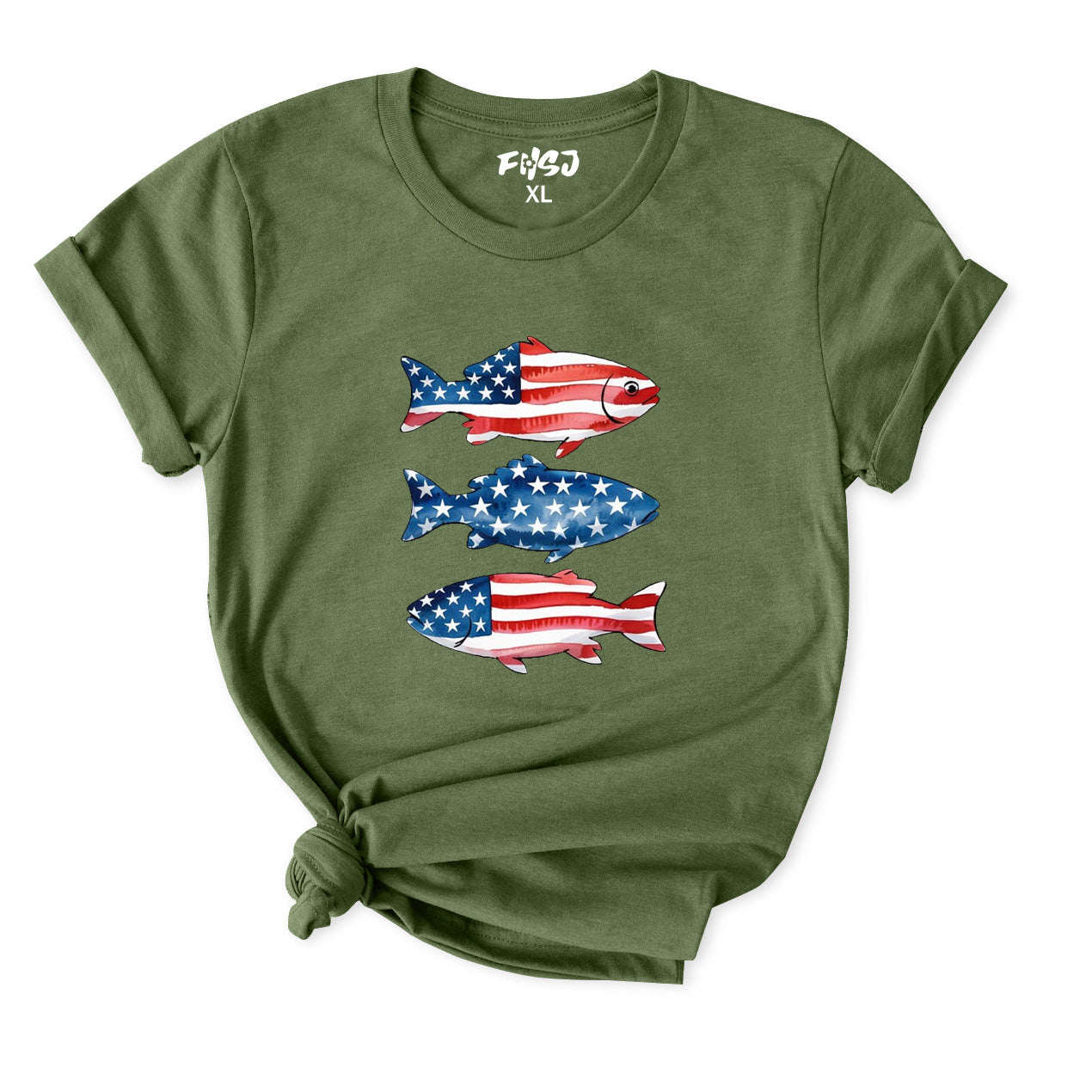 America Fish Flag T-Shirt for Women