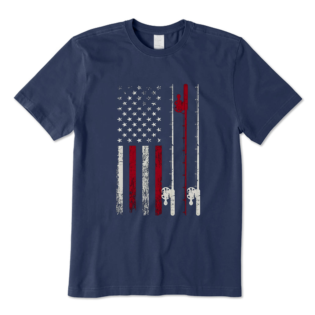 Fishing Rods American Flag T-Shirt