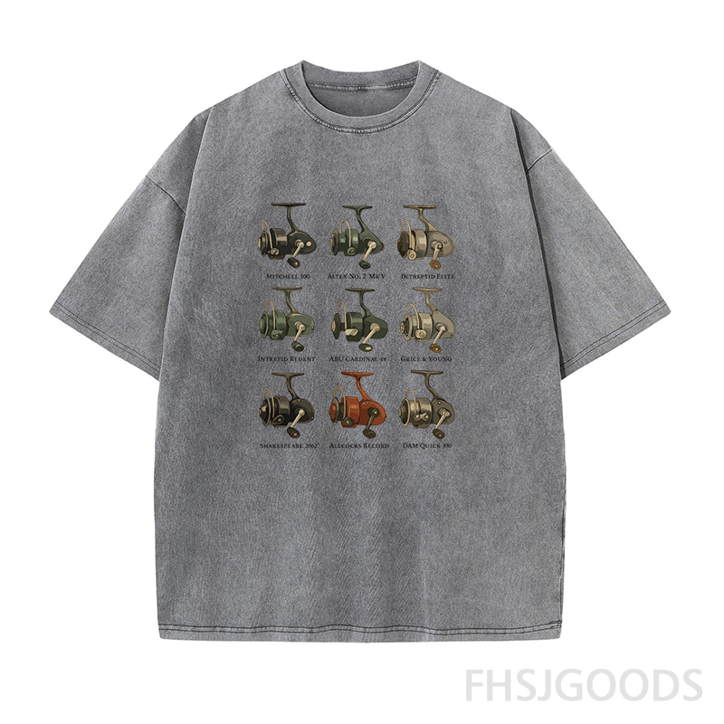 Fixed Spool Reels Fishing Unisex Distressed T-Shirt