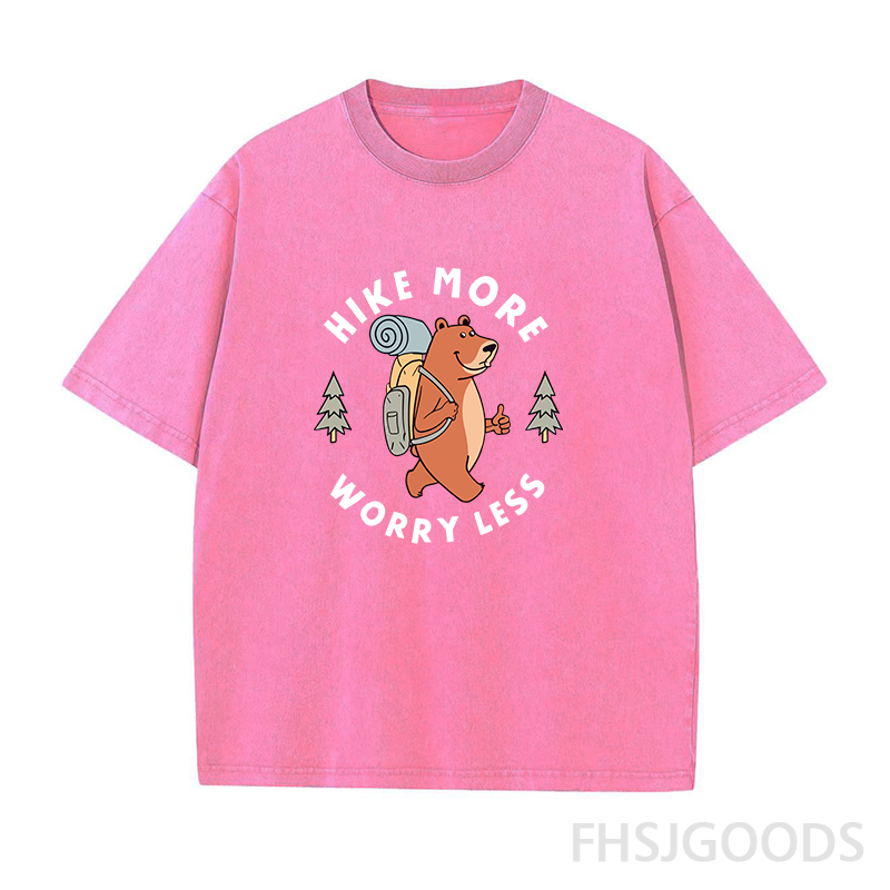 Bear Pine Tree Hiking Unisex Distressed T-Shirt