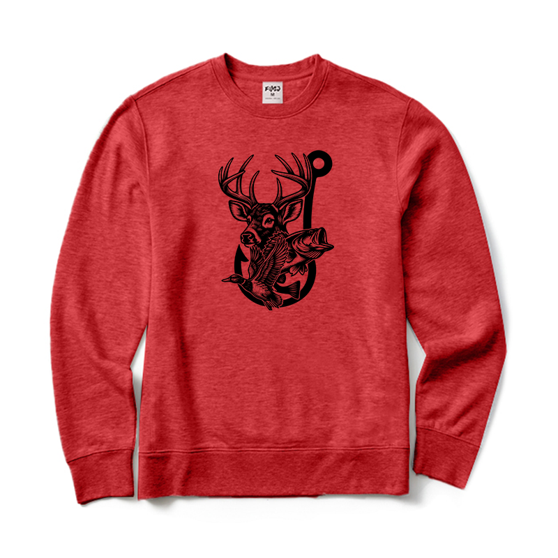 Deer Duck Fish Hook Crewneck Sweatshirt