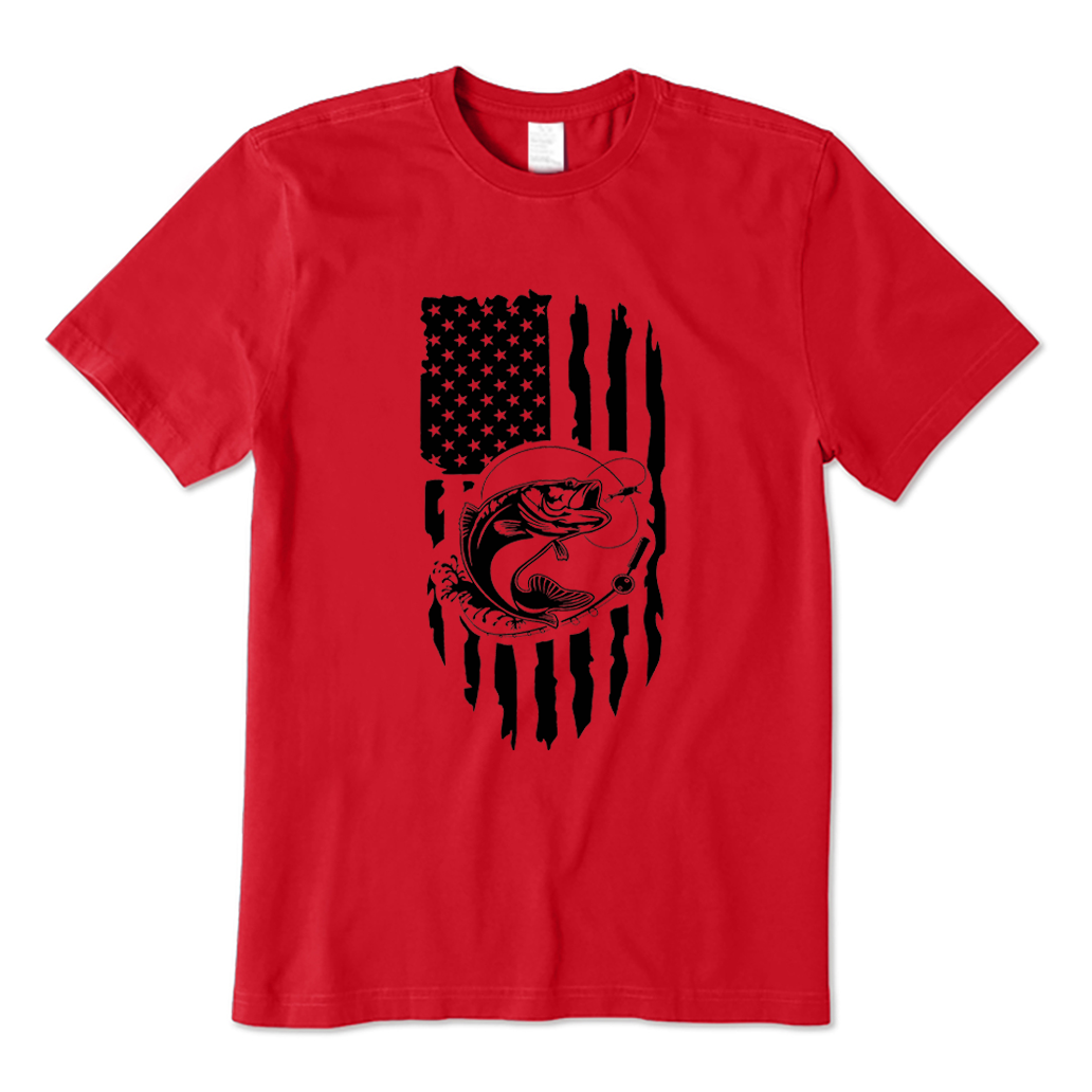 American Flag Bass Fishing T-shirt