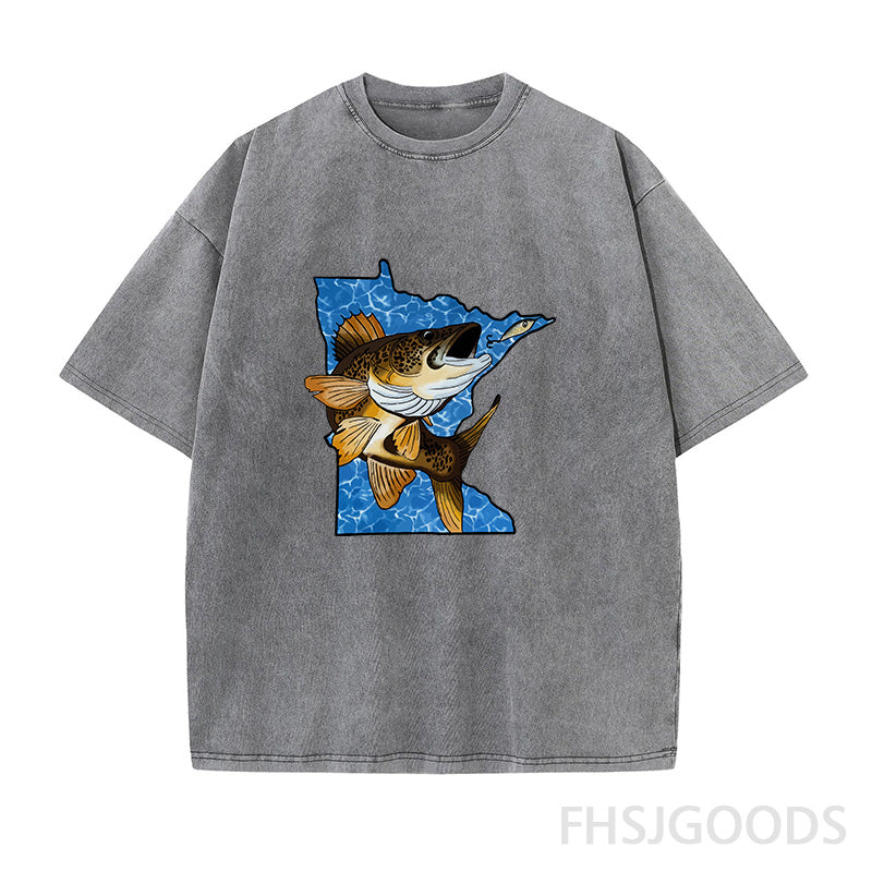 Walleye Fishing Unisex Distressed T-Shirt