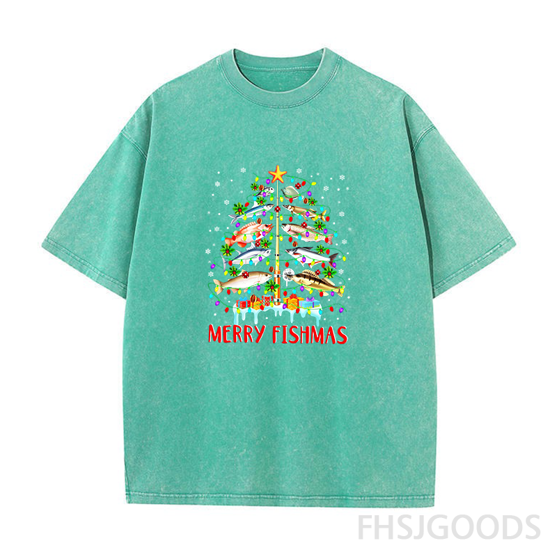 Merry Fishmas Unisex Distressed T-Shirt
