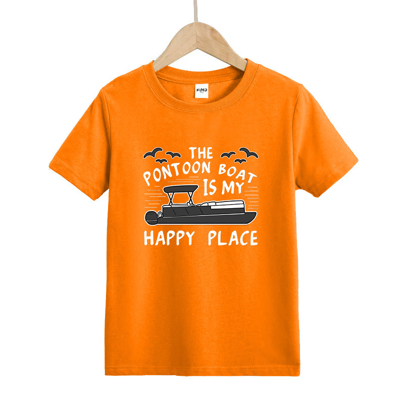 The Pontoon Boat Is My Happy Place Kids T-Shirt