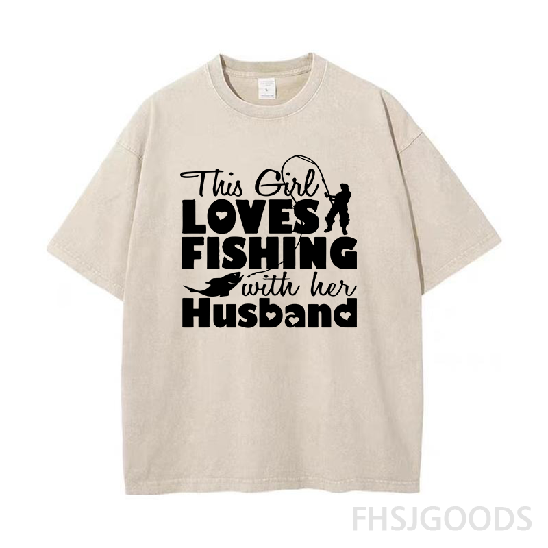 This Girl Love Fishing with Husband Unisex Distressed T-Shirt