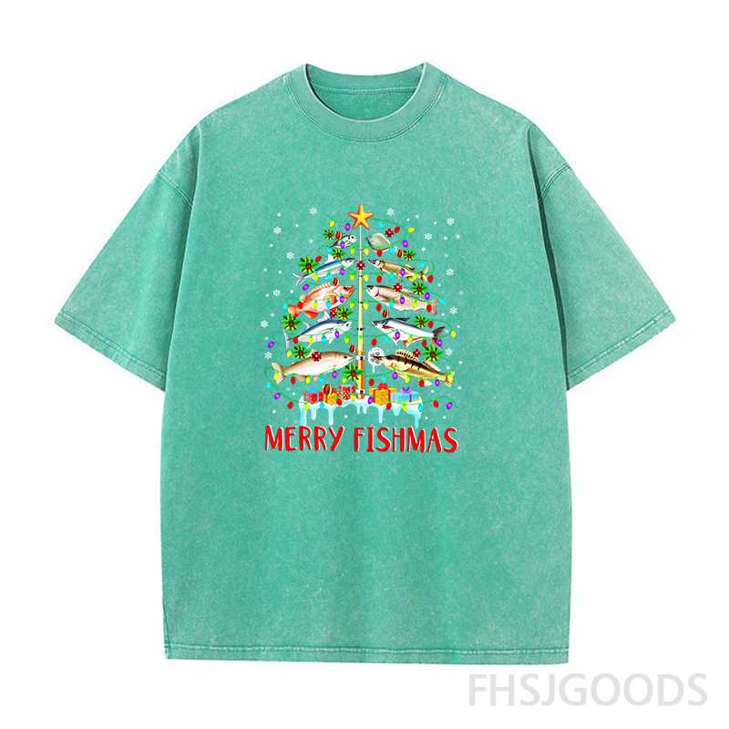 Merry Fishmas Unisex Distressed T-Shirt