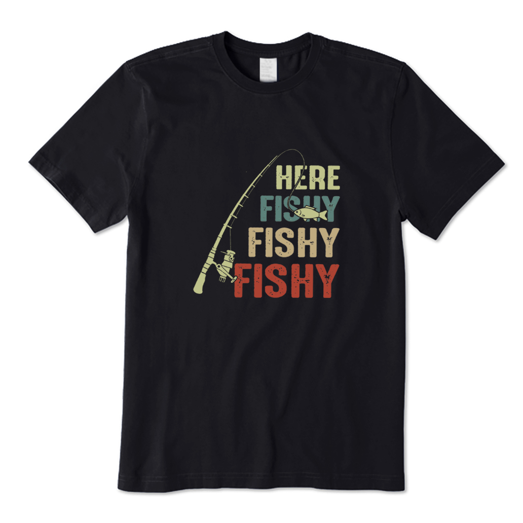 Vintage Fishing Rod Here Fishy Fishy T-shirt