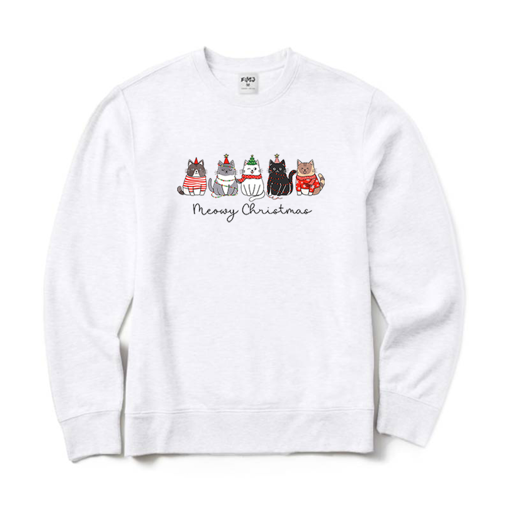 Meowy Christmas Cute Cats Graphic Crewneck Sweatshirt