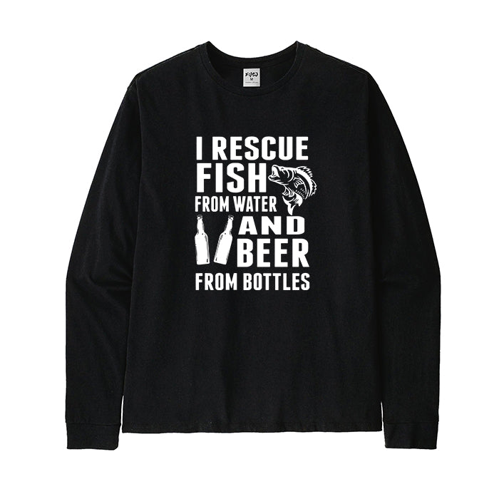 I RESCUE FISH FROM WATER AND BEER FROM BOTTLES Long Sleeve T-Shirt