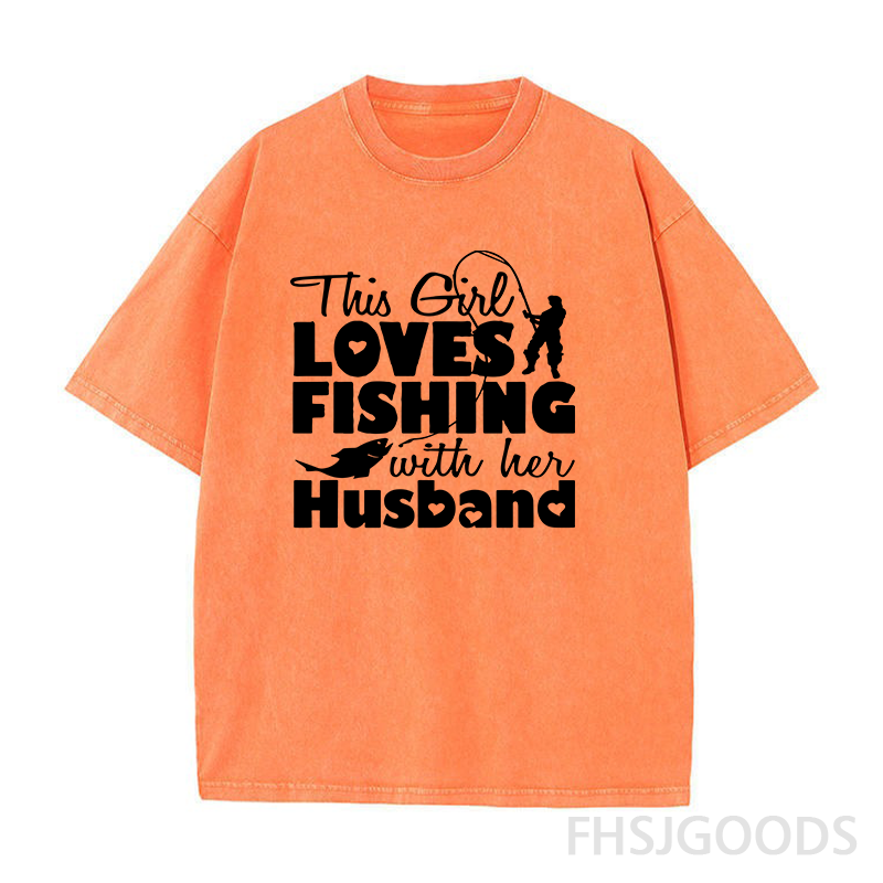 This Girl Love Fishing with Husband Unisex Distressed T-Shirt