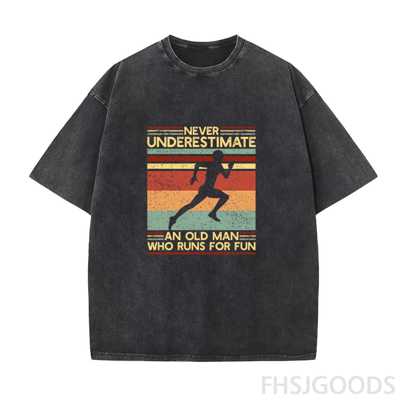 Never Underestimate An Old Man Who Runs for Fun Unisex Distressed T-Shirt