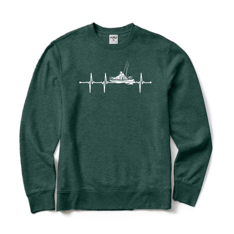 Kayak Fishing Heartbeat Crewneck Sweatshirt