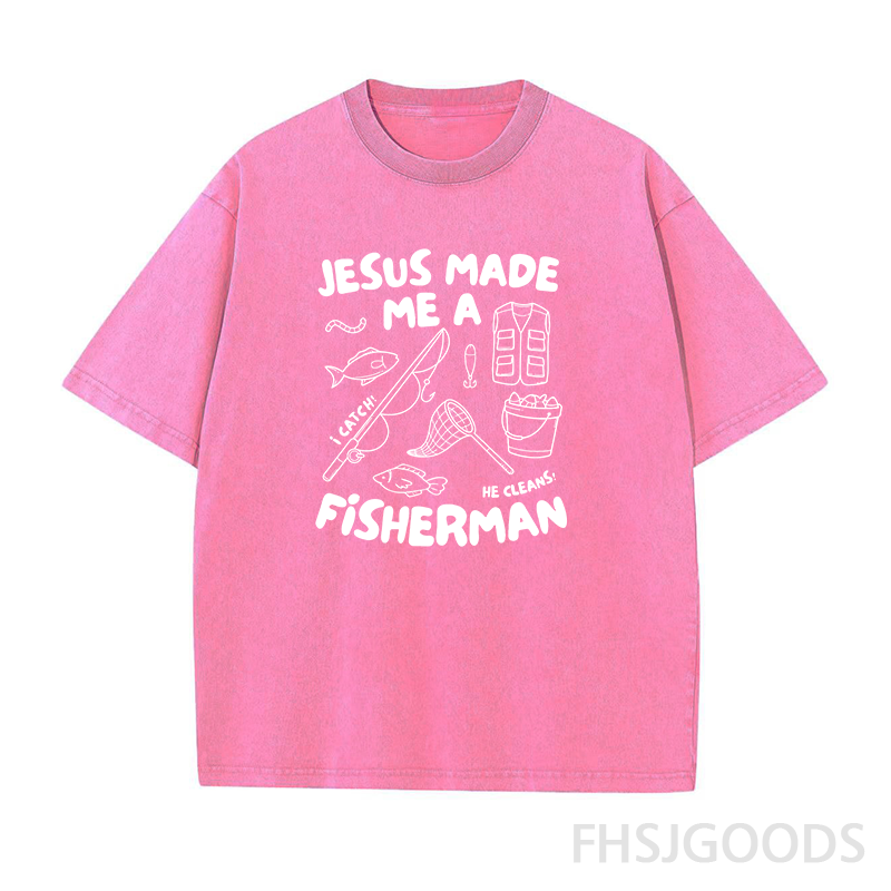 Jesus Made Me A Fisherman Unisex Distressed T-Shirt