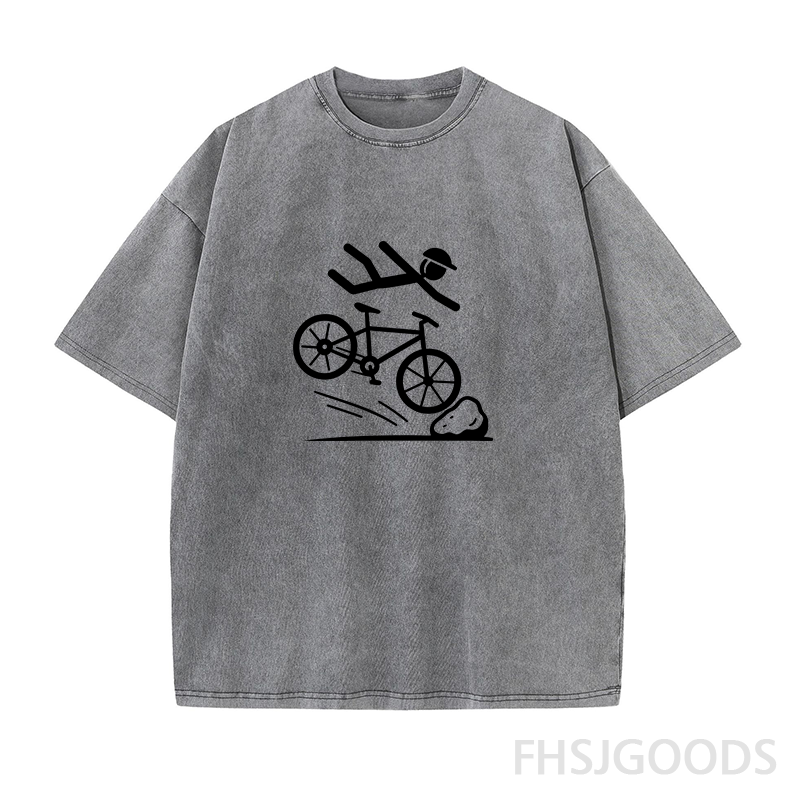 Mountain Bike Crash Cycling Unisex Distressed T-Shirt