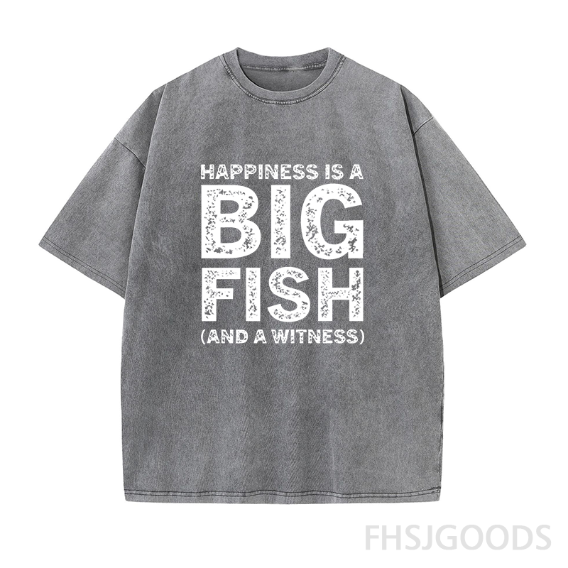 Happiness Is A Big Fish Unisex Distressed T-Shirt