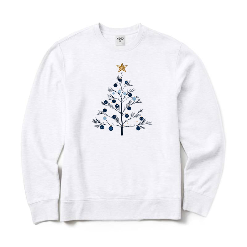 Blue Gold Christmas Tree Crewneck Sweatshirt