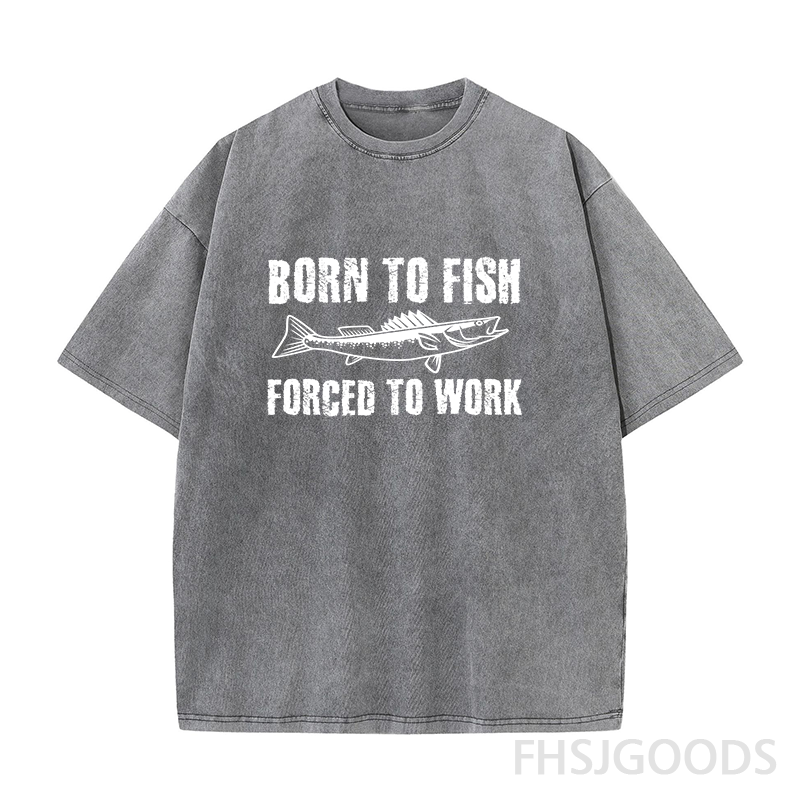 Born To Fish Forced To Work Unisex Distressed T-Shirt